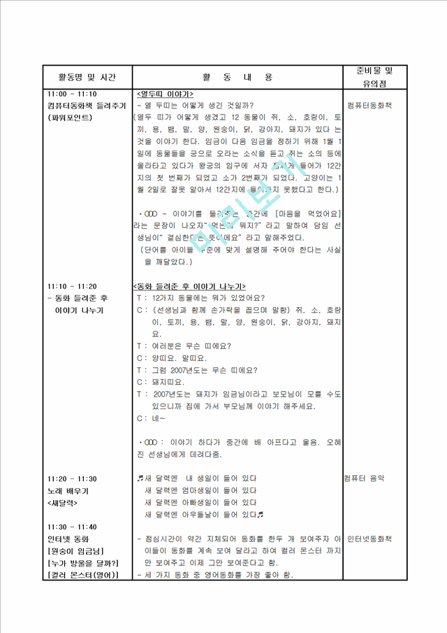 [보육 실습] 어린이집 보육 실습 일지 1주차 - 5일간.hwp